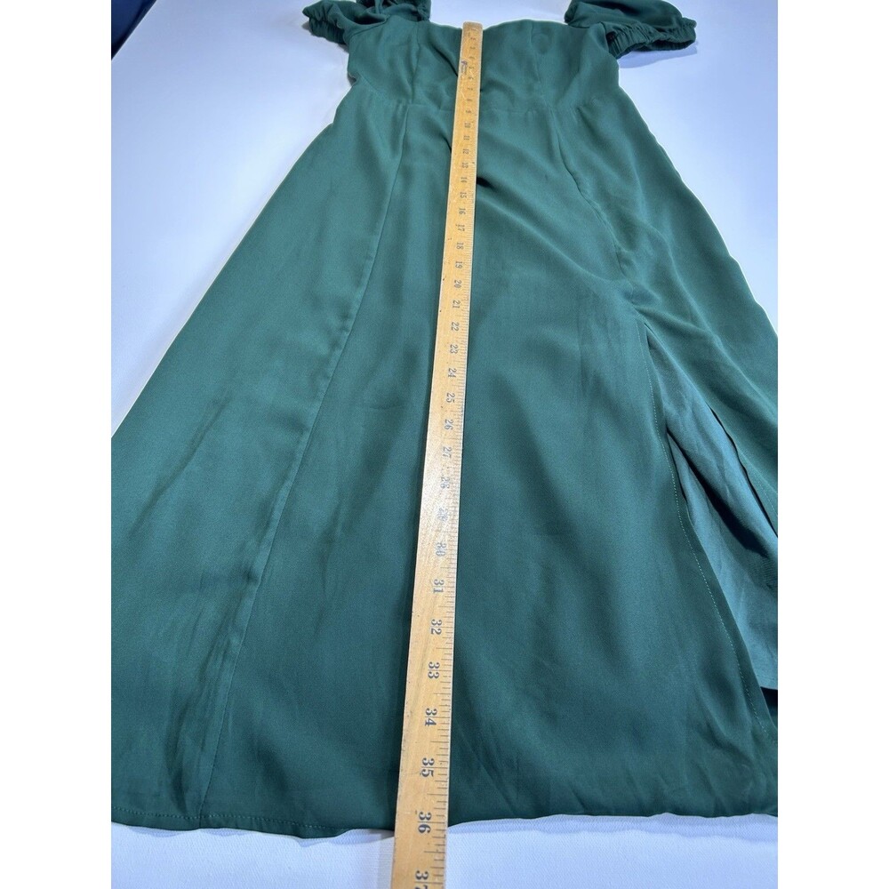NWT Cottagecore Romantic Green Puff Sleeve Square Neck Midi Commense Dress XS - Picture 7 of 13